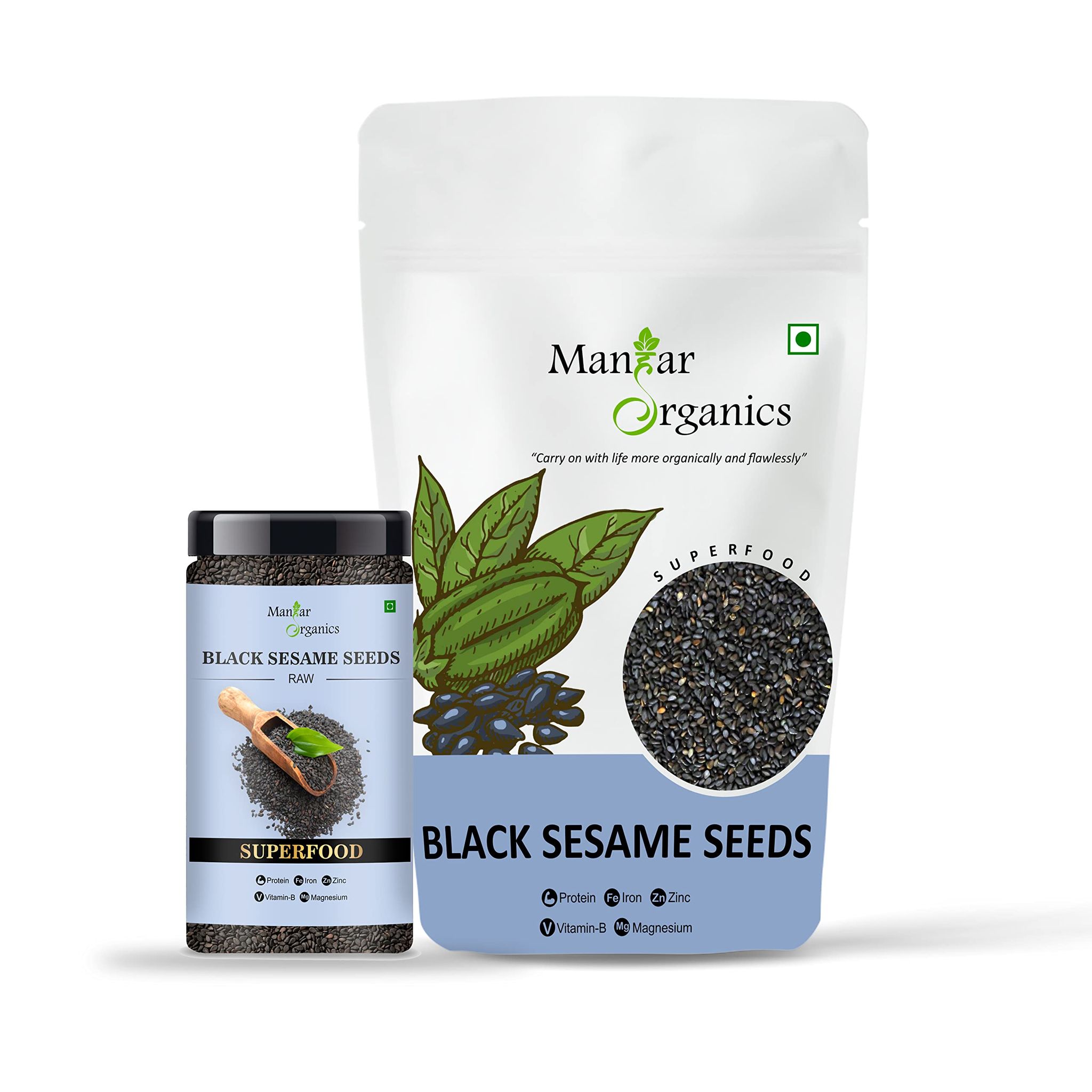 ManHar Organics Raw Black Sesame Seeds/Kale Til/Black Til 750gm ( pack of 2) (Black sesame, 1550)