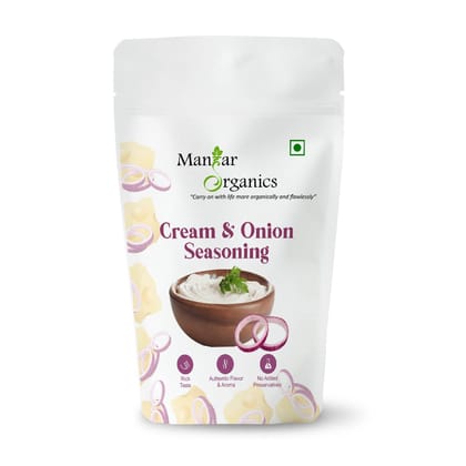 ManHar Organics Cream & Onion Powder 100gm Seasoning (Perfect for Popcorns, Chips, Makhanas, Nachos, Fryums, French Fries) - 100 Grams (Cream & Onion Powder, 100gm)