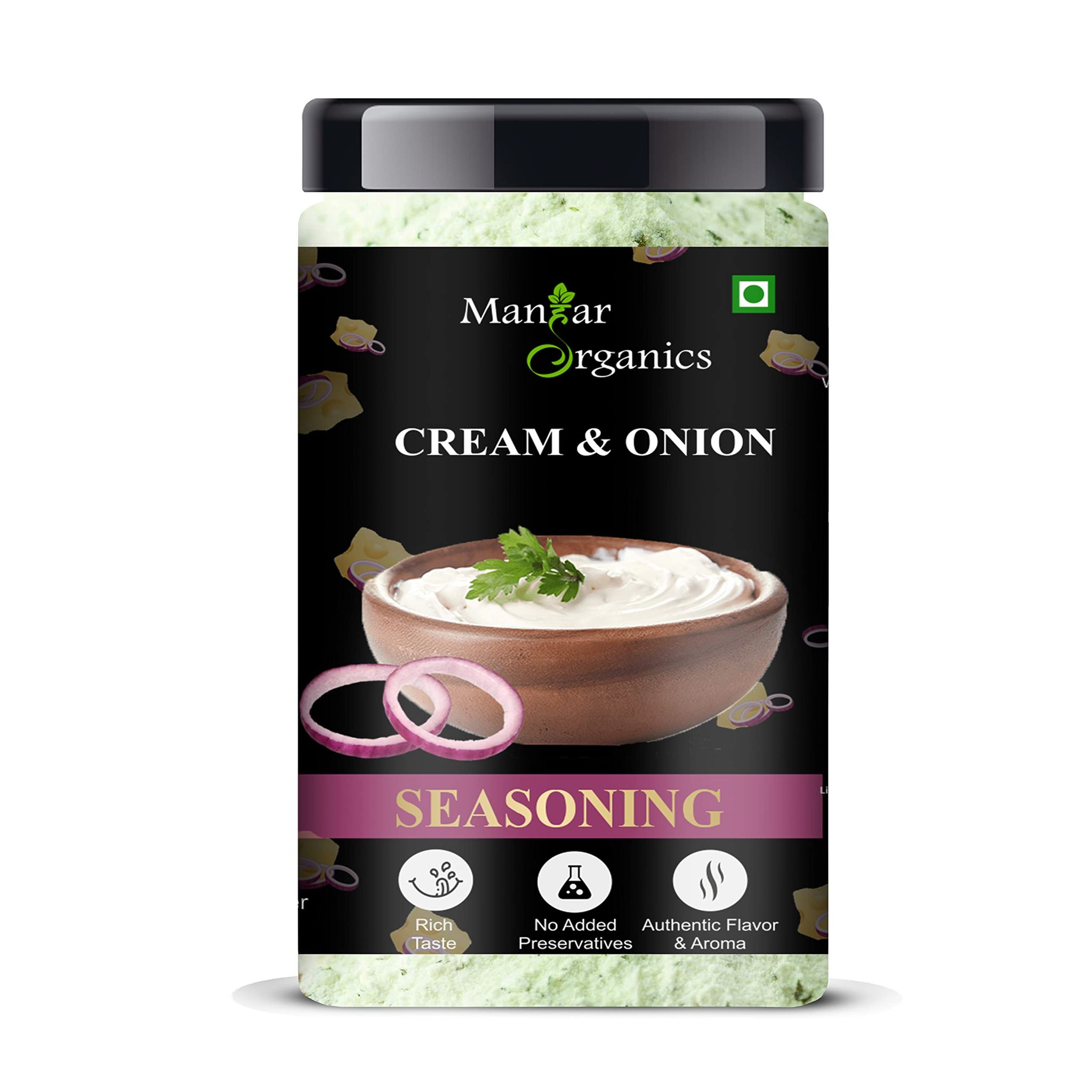 ManHar Organics Cream & Onion Powder 500gm Seasoning (Perfect for Popcorns, Chips, Makhanas, Nachos, Fryums, French Fries) (Cream & Onion Powder, 500gm)