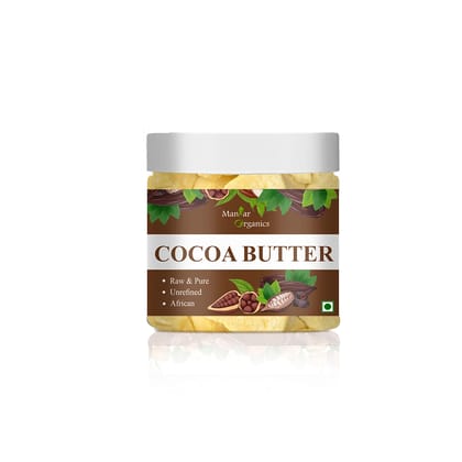 ManHar Organics African Raw Cocoa Butter Jar 100gm Unrefined- for Stretch Marks, Face Moisturiser, Hair