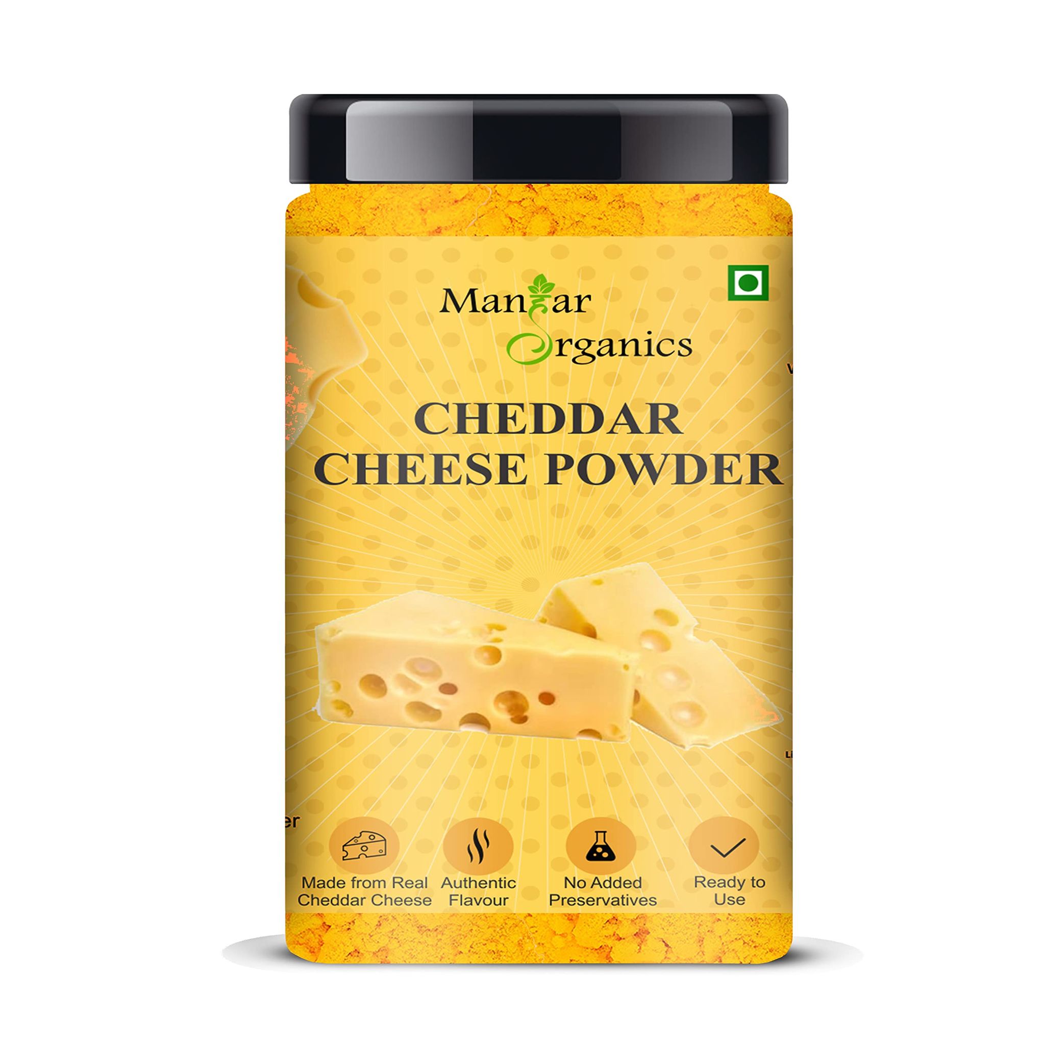 ManHar Organics Cheddar Cheese Powder Jar 400gm | Cheese Powder for Popcorn - 400 GM (Cheese Powder, 400gm) (Cheese Powder, 400gm)