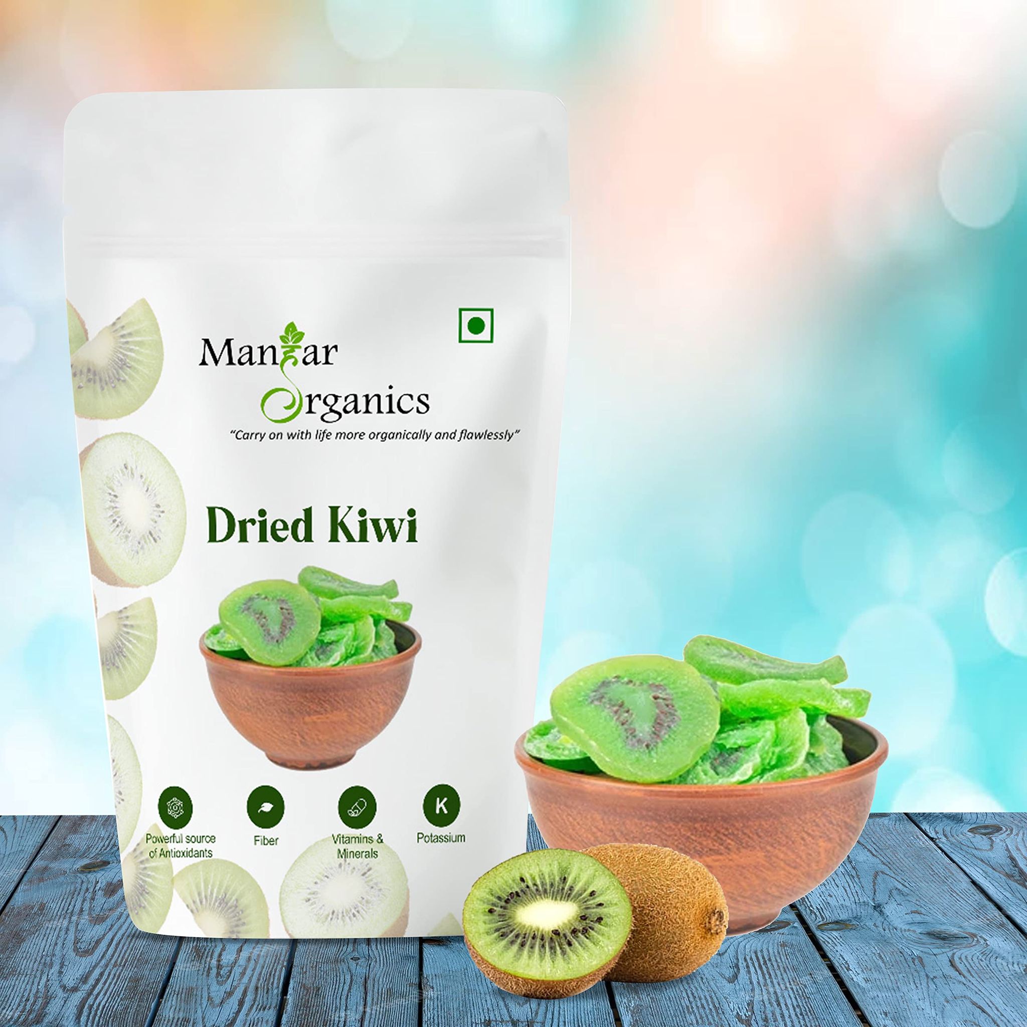 ManHar Organics Premium Dried Kiwi 250gm | Delicious & Healthy snack | Low Calorie and Dehydrated Kiwi, Dry Kiwi Slice | High in Protein & Dietary Fiber | (Dried Kiwi, 250gm)