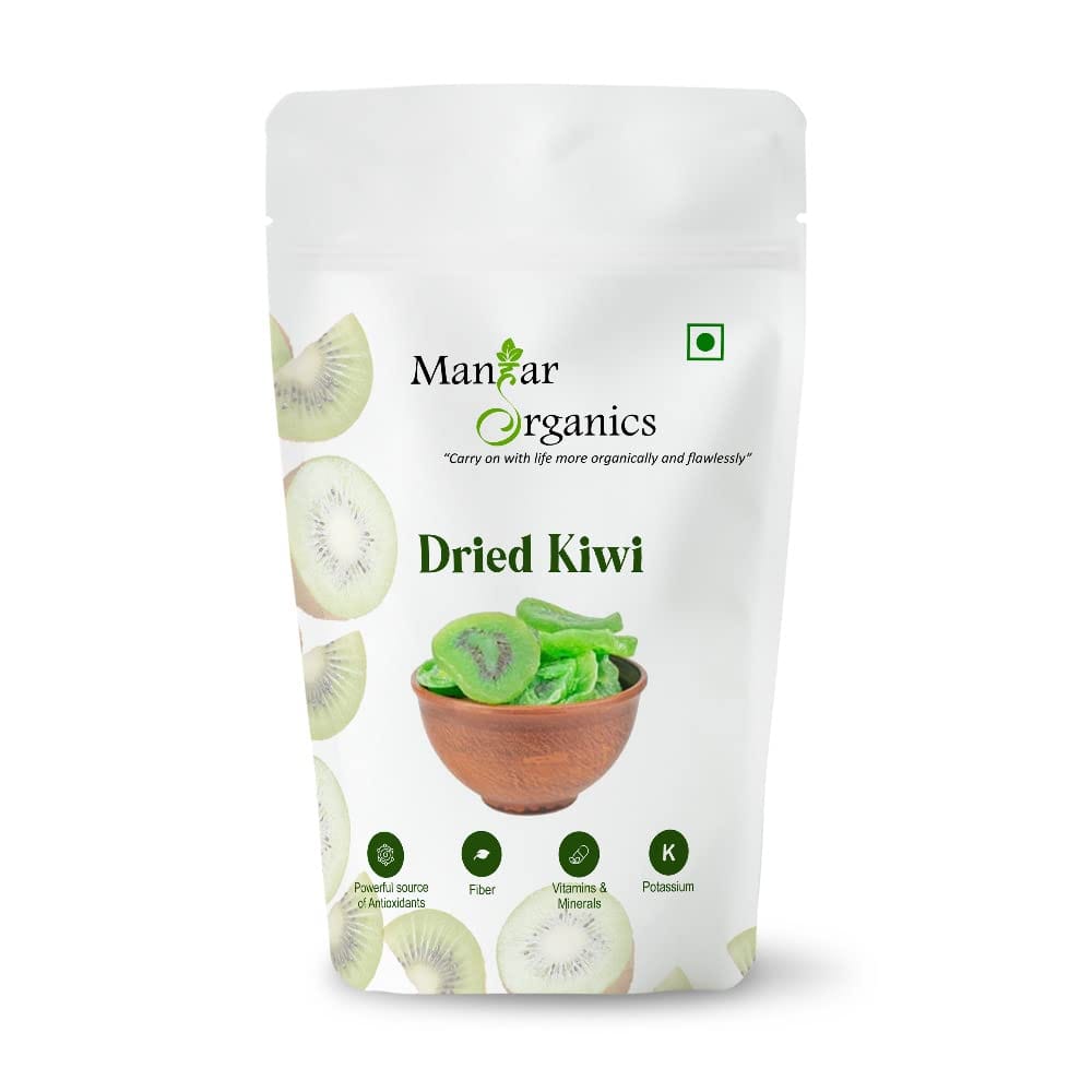 ManHar Organics Premium Dried Kiwi 500gm | Delicious & Healthy snack | Low Calorie and Dehydrated Kiwi, Dry Kiwi Slice | High in Protein & Dietary Fiber | (Dried Kiwi, 500gm) (Dried Kiwi, 500gm)