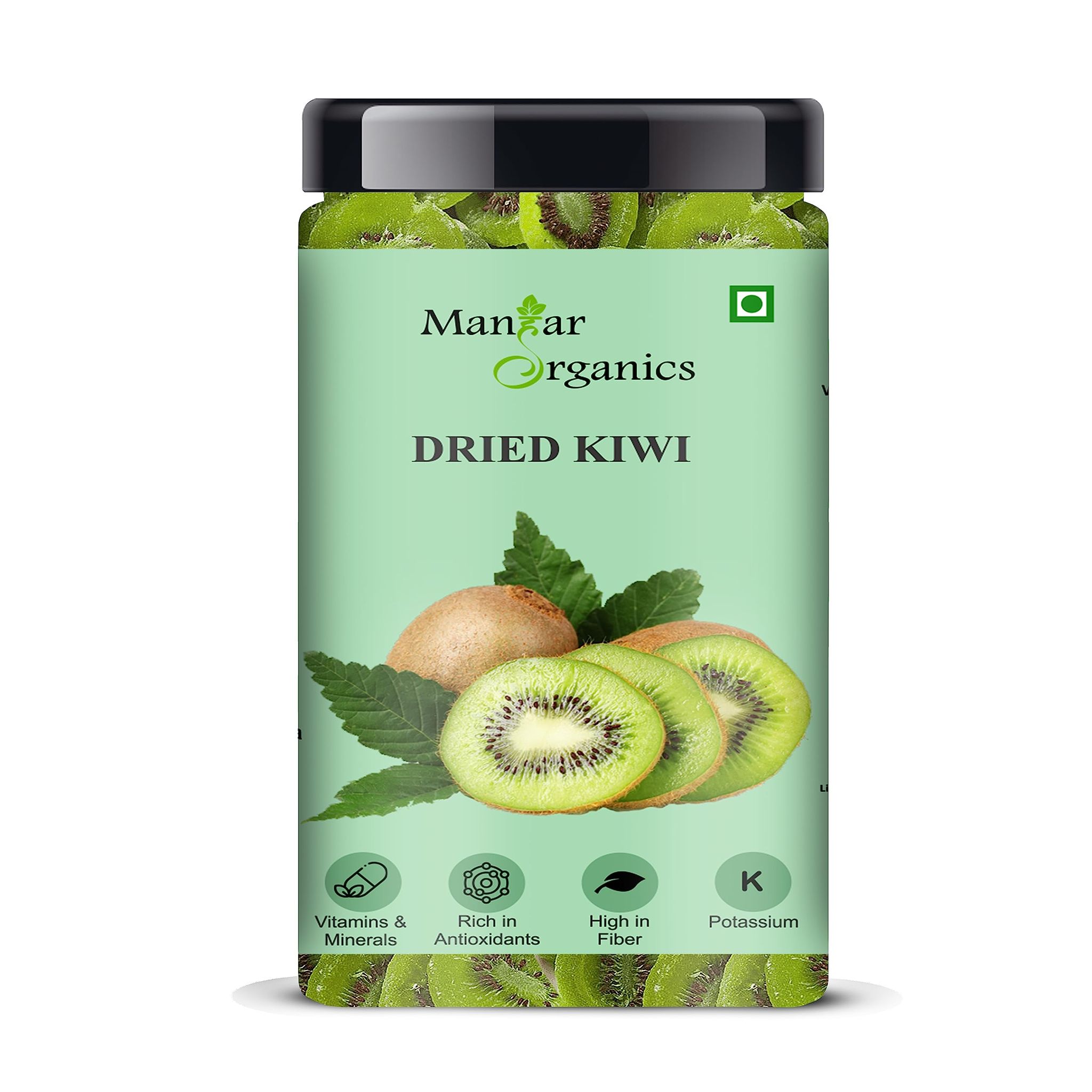 ManHar Organics Premium Dried Kiwi 450gm | Delicious & Healthy snack | Low Calorie and Dehydrated Kiwi, Dry Kiwi Slice | High in Protein & Dietary Fiber | (Dried Kiwi, 450gm) (Dried Kiwi, 450gm)