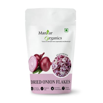 ManHar Organics Dry Onion Flakes 100gm| Dehydrated Onion flakes | Dehydrated Red Onion | Not Fried | Sun Dried | No Preservatives | Onion Flakes 100gm (Dehaydrated Onion Flakes, 100gm)