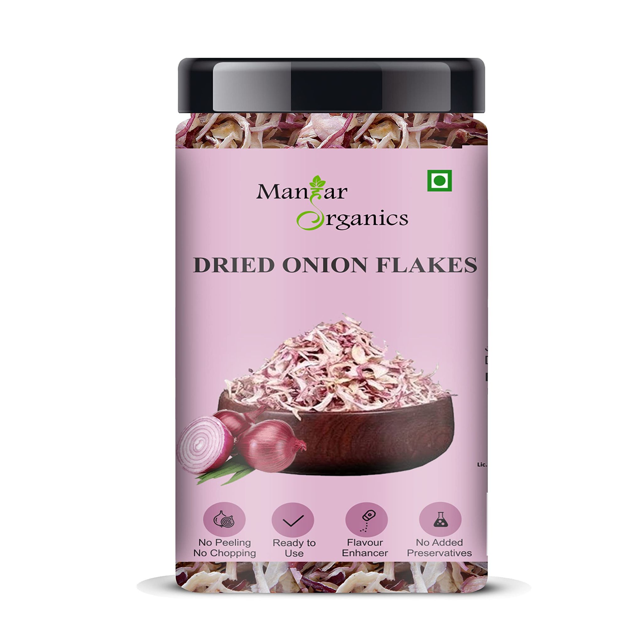 ManHar Organics Dry Onion Flakes 175gm| Dehydrated Onion flakes | Dehydrated Red Onion | Sun Dried | No Preservatives | (Dehaydrated Onion Flakes, 175gm) (Dried Onion Flakes, 175gm)