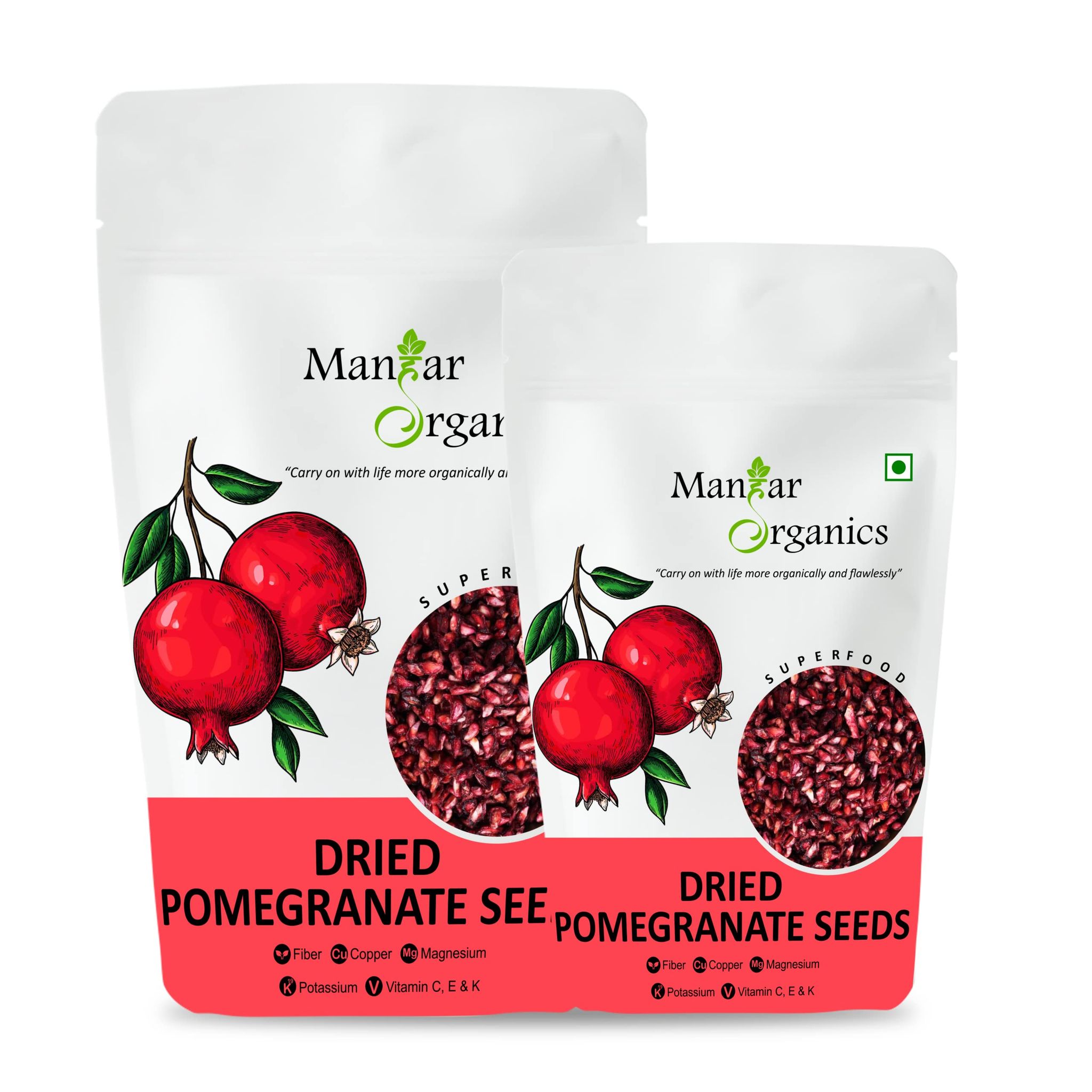 ManHar Organics Dried Pomegranate Seeds 750gm (Anardana/ Anar Beej) for Cooking / Immunity Booster / Beauty ( pack of 2, 500gm + 250gm )