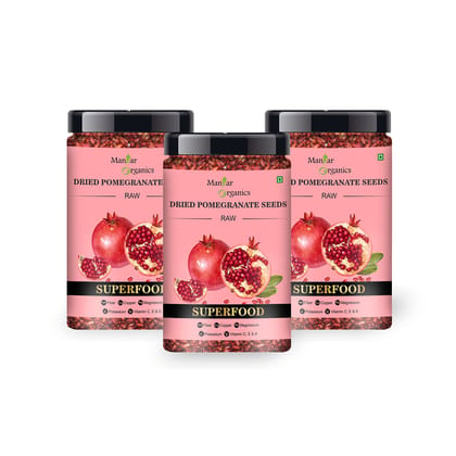 ManHar Organics Dried Pomegranate Seeds 1200gm Jar (Anardana/ Anar Beej) for Cooking / Immunity Booster / Beauty (Pack of 3,400gm each)