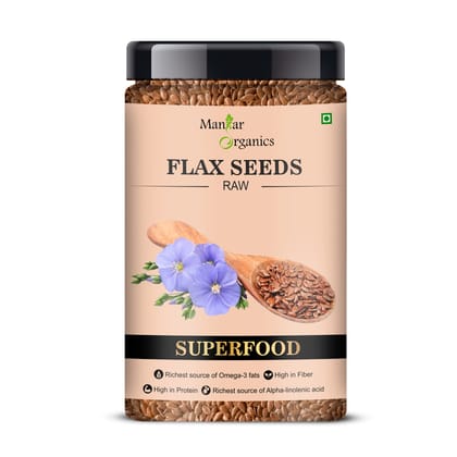 ManHar Organics Raw Flax Seeds 550gm Jar - Alsi Seeds for Weight Loss, Diet Food (Flax Seeds) (Flax seeds)