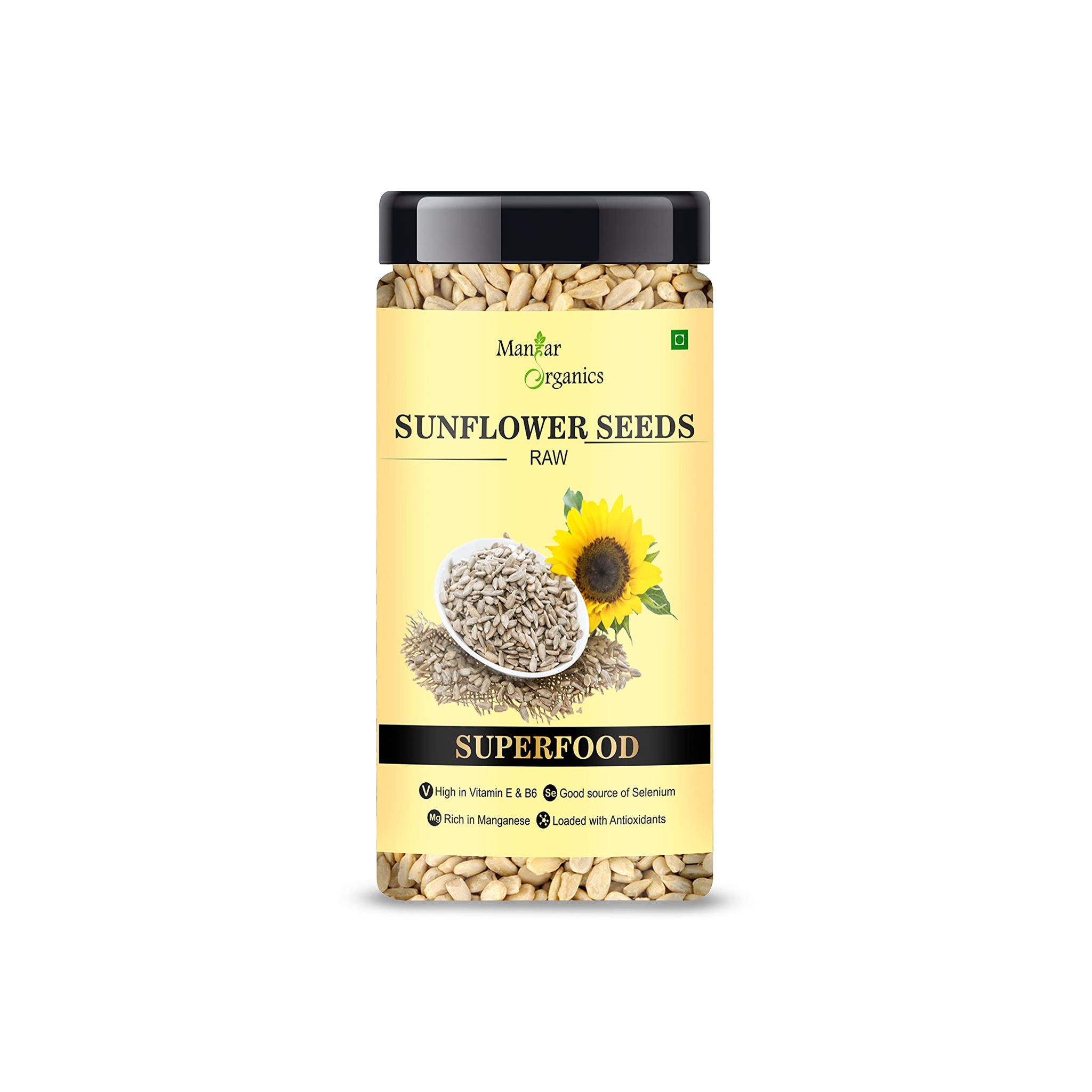 ManHar Organics Sunflower Seeds 150gm Jar For Eating - AAA Grade |Protein and Fiber Rich Superfood|