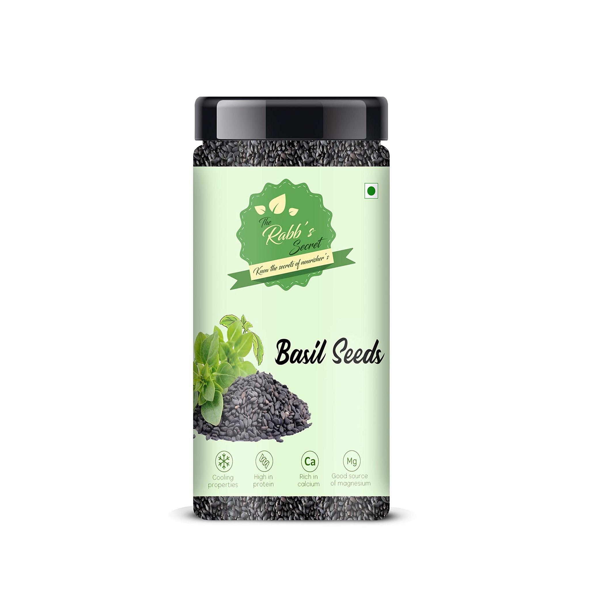 The Rabb s Secret Raw Basil Seeds Jar 150gm For Eating Weight