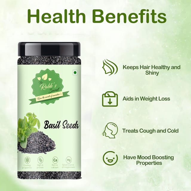 The Rabb s Secret Raw Basil Seeds Jar 500gm For Eating Weight