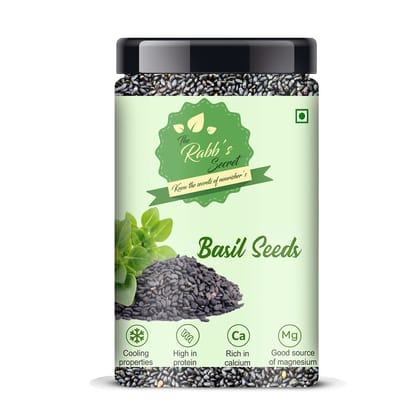 The Rabb's Secret - Raw Basil Seeds Jar 500gm For Eating & Weight Management | Sabja Seeds| Kamakasturi Seeds| Tukmalanga Seeds