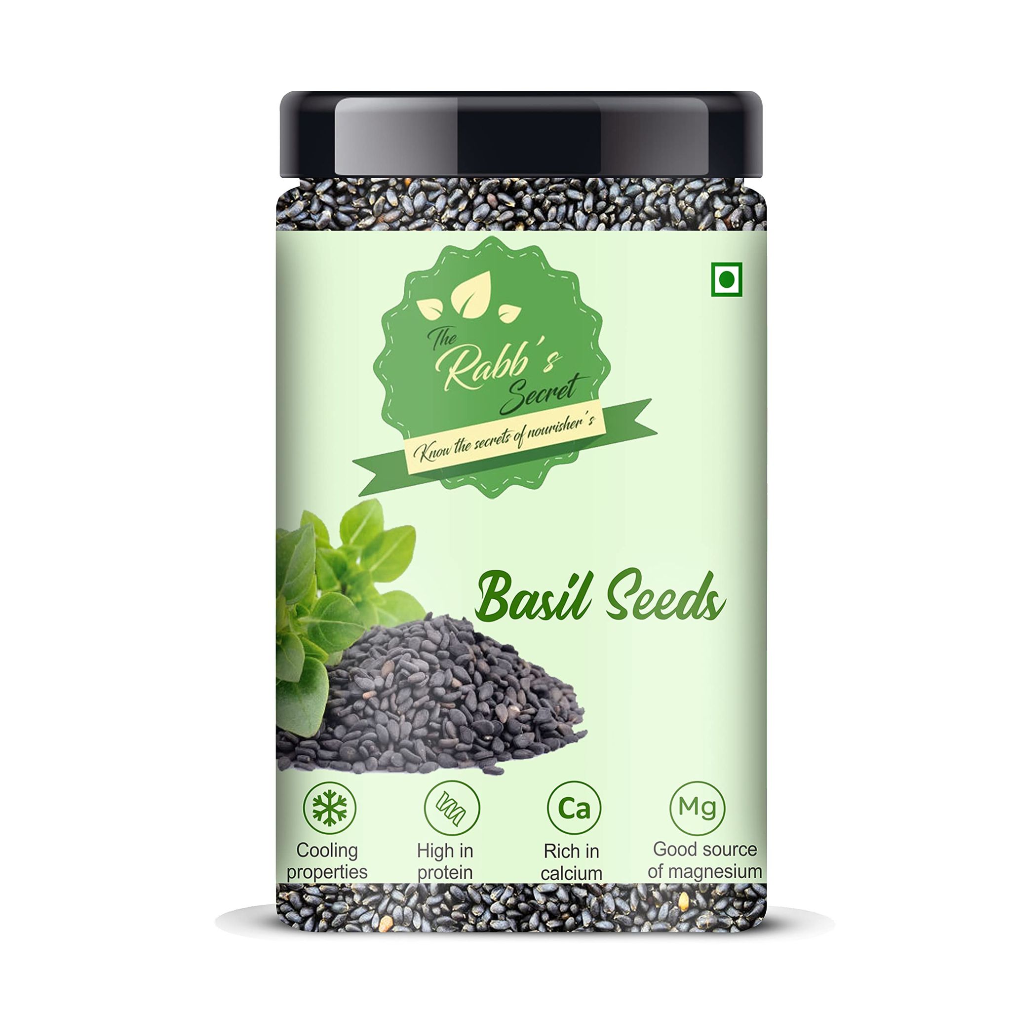 The Rabb s Secret Raw Basil Seeds Jar 500gm For Eating Weight Management Sabja Seeds Kamakasturi Seeds Tukmalanga Seeds