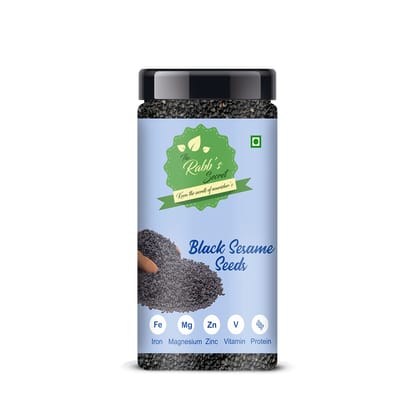 The Rabb's Secret - Raw Black Sesame Seeds/Kale Till/Black Till: Jar 125gm (Black Sesame Seeds, 125gm)