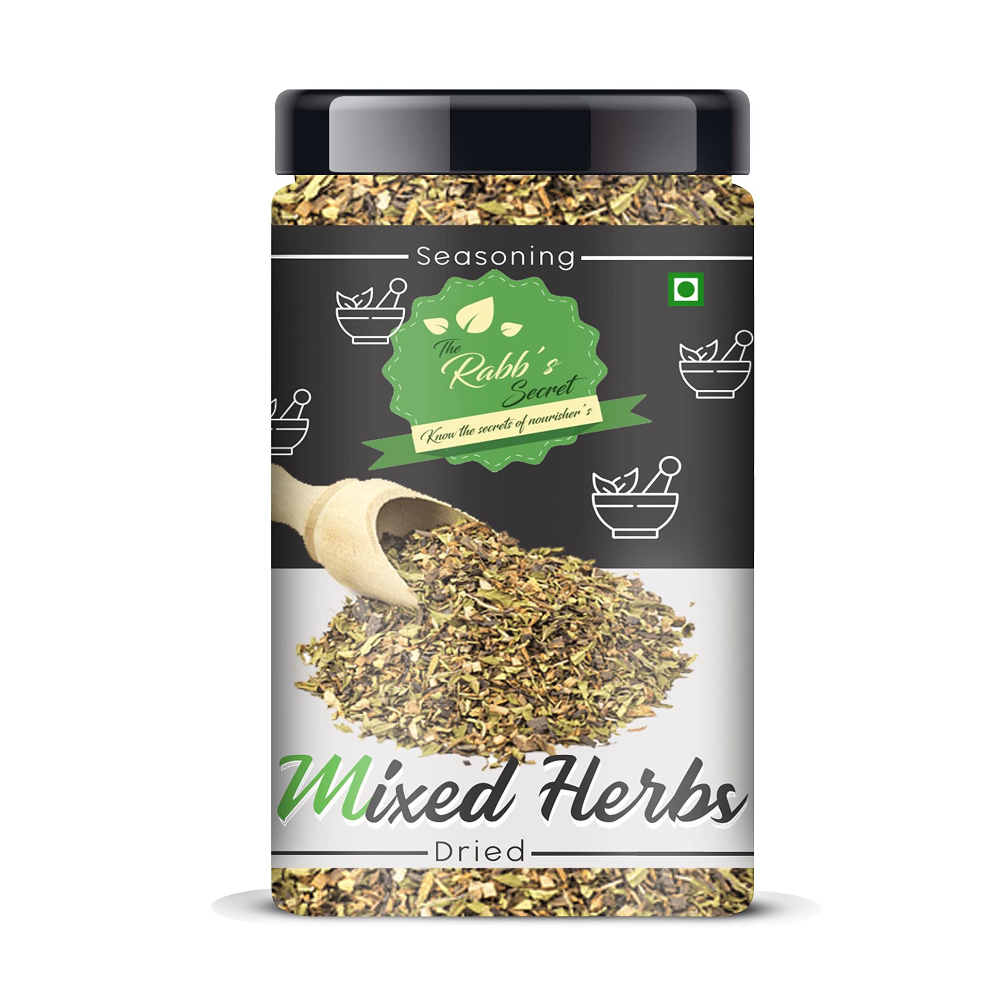 The Rabb's Secret Dried Mixed Herbs Seasoning: Jar 400gm (Mix of oregano, basil, thyme, rosemary, parsley, chilli flakes, garlic powder) (Mixed Herbs, 400gm)