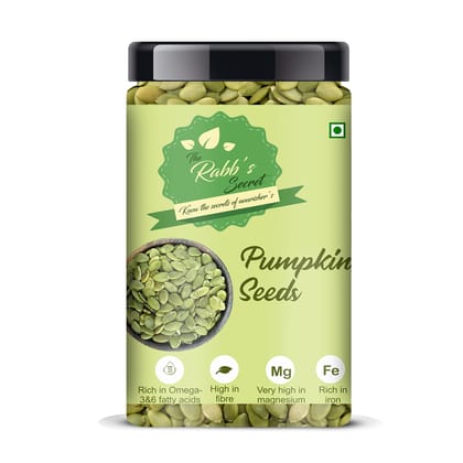 The Rabb's Secret Raw Pumpkin Seeds Jar for eating 500 gm- AAA Grade | Protein Rich Superfood| (Pumpkin Seeds, 500gm)