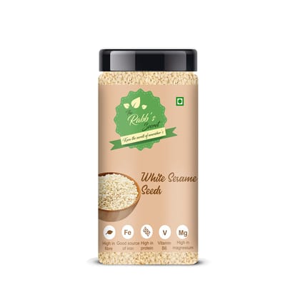 The Rabb's Secret - Natural White Sesame Seeds Jar 125gm | White Til | (White Sasame Seeds, 125gm) (White Sesame Seeds, 125gm)