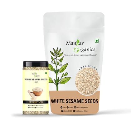 ManHar Organics Natural White Sesame Seeds 1475gm | White Til | (pack of 2 ) (White Sesame seed, 1475)