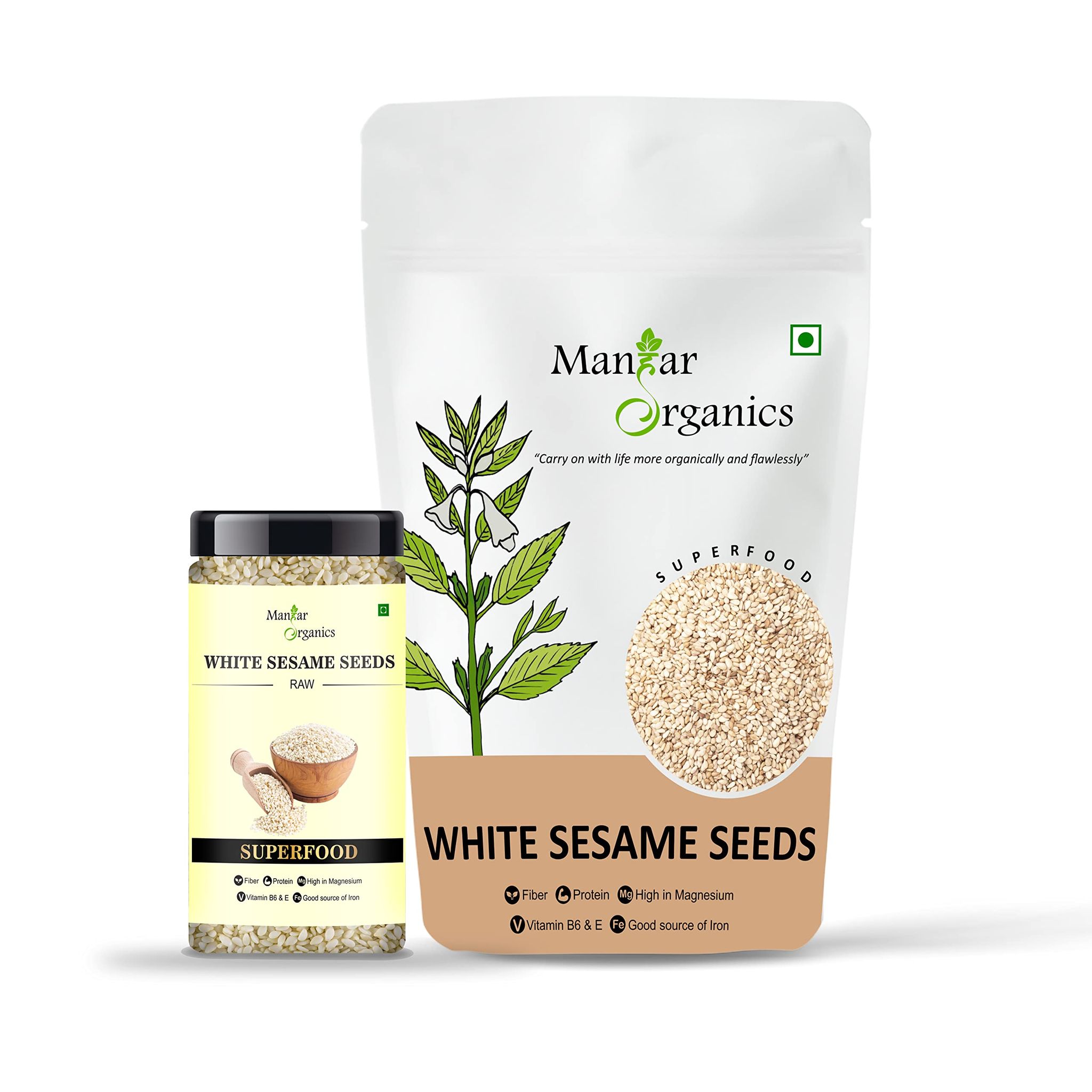 ManHar Organics Natural White Sesame Seeds 1475gm | White Til | (pack of 2 ) (White Sesame seed, 1475)