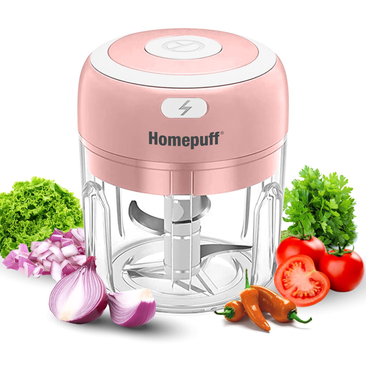 Home Puff Electric Vegetable Chopper With Japanese Technology - Wireless,  One Touch, Chops In 10 Second, Rechargeable, Waterproof, Stainless Steel