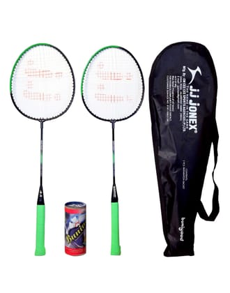 JJ JONEX Buniyad Badminton Set with 3 Piece Plastic Shuttlecock (Multicolour) (MYC)