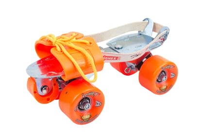 JJ JONEX Super Tenacity Orange with Brake Adjustable Quad Roller Skates Suitable for Age Group 6 -15 Years (MYC)