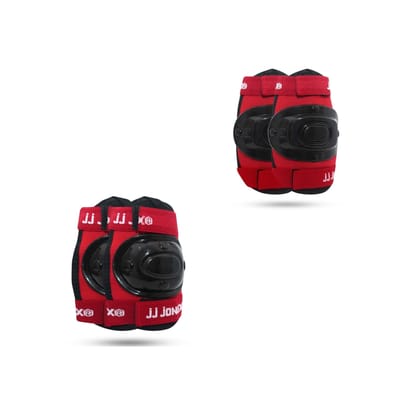 JJ JONEX Protective Set of 2 in 1 Skating and Cycling Skating Guard (Size Free) ( Red ) (MYC)