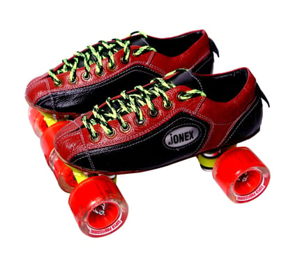 JJ JONEX Fix Body Quad Skates Shoe Super Professional P.U.Wheels Red with Free Skate's Bag (MYC)