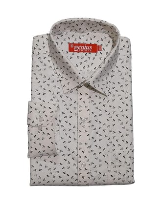 Genius Shirts 100% Cotton White Print Full Sleeve Shirt for Men (42, DS12)