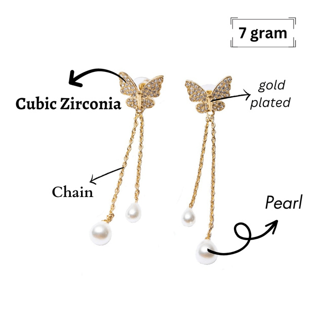 ᐈ Shyla gold Drop Earrings with pearls with gemstones 2385 | DELAGeM