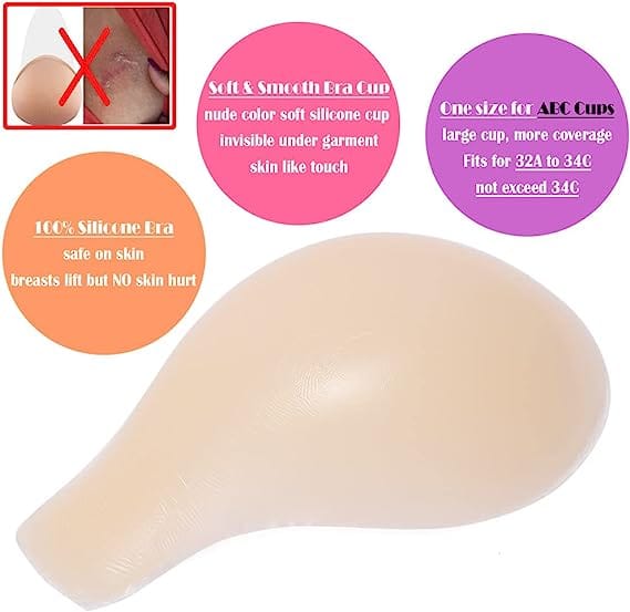 -Women's Silicone Non-Padded Wire Free Stick On Bra
