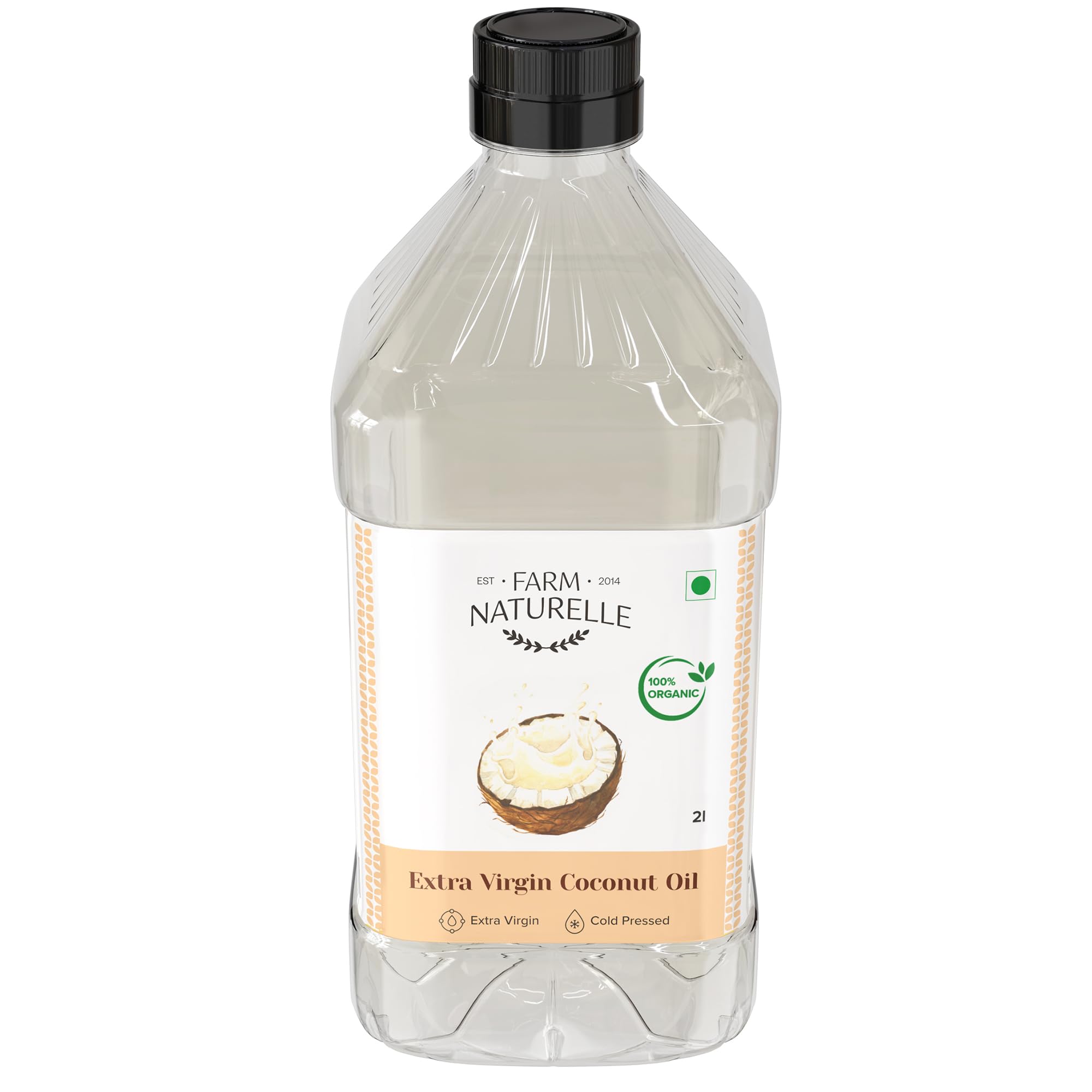 Farm Naturelle -100% Pure Organic Extra-Virgin Cold Pressed Coconut Oil (PET- Bottle 2L)