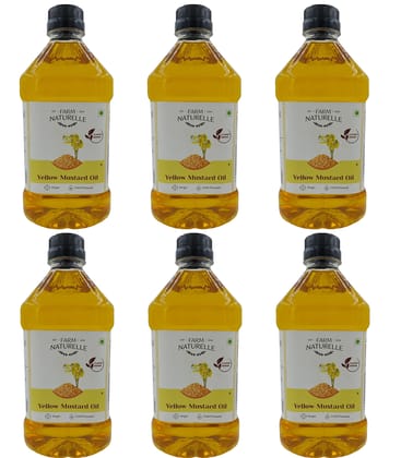 Farm Naturelle Cold Pressed Virgin Kachi Ghani Virgin Yellow Mustard Oil, 1 LTR lx 6 Bottles