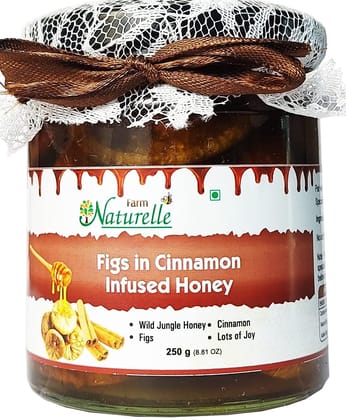 Farm Naturelle-Cinnamon Infused Pure Raw Natural Forest Honey and Big Delicious Figs (Anjeer)-250 GMS-Diwali Health Gift Item Pack