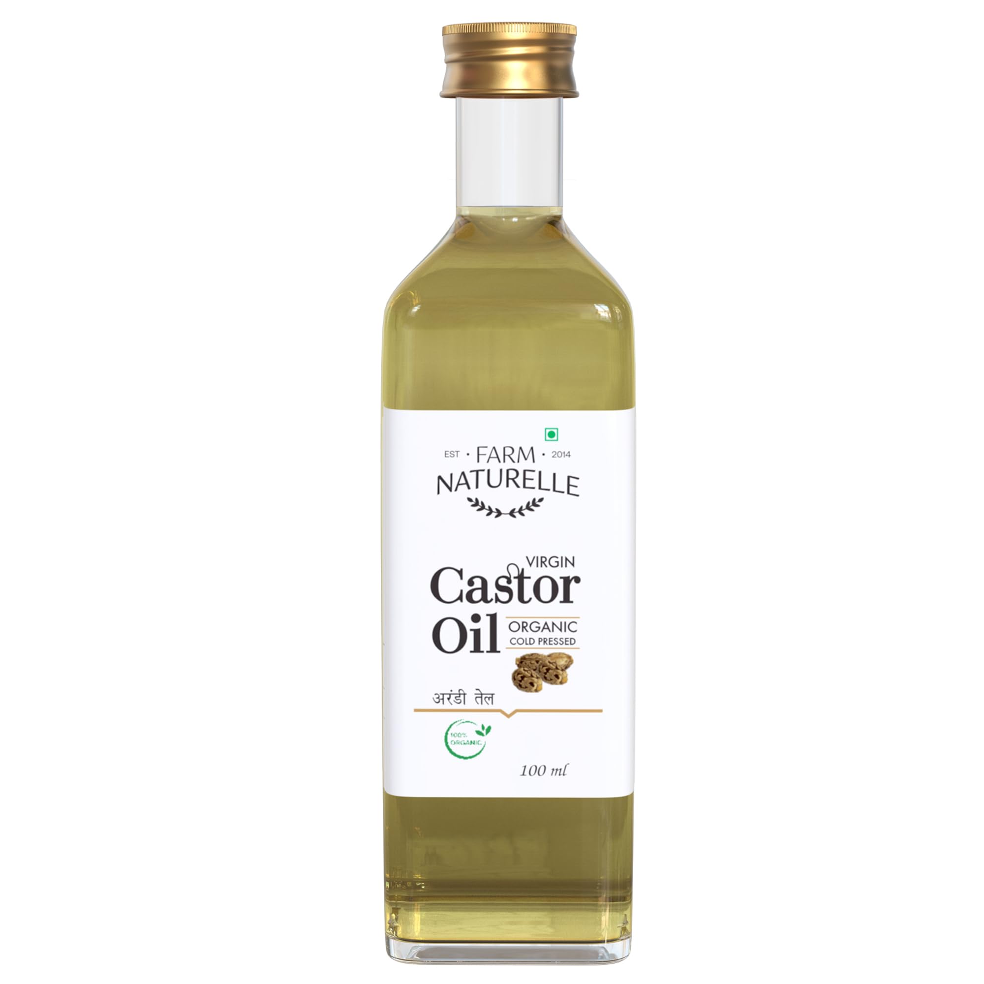 Farm Naturelle 100% Pure Natural Organic Castor Seed Oil (Hindi-Arandi Oil) 100 Ml