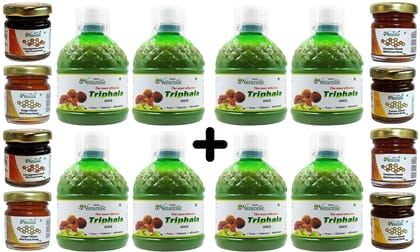 Farm Naturelle-100 % Pure Triphala (Trifala ) Herbal Juice -400Ml 4+4 Free ( Pack of 8) and Free Honey 55g x 8.