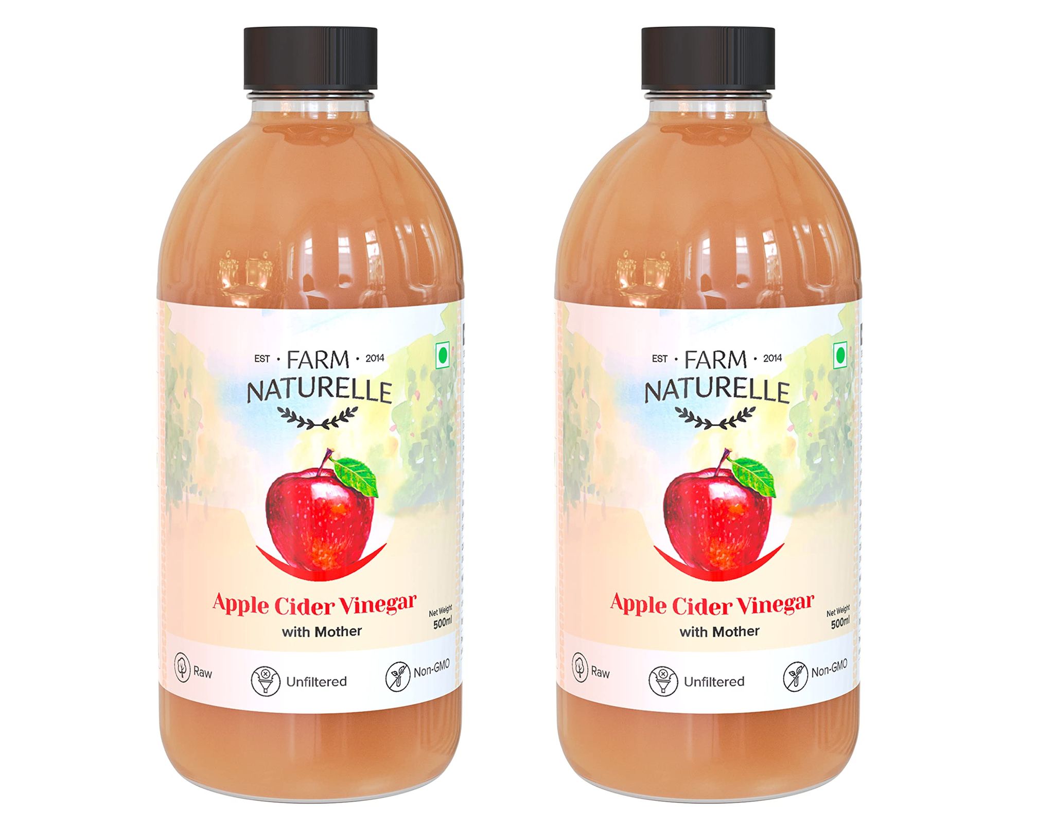 Farm Naturelle Organic Apple Cider Vinegar with Mother 500 ml x 2 (Pack of 2 )