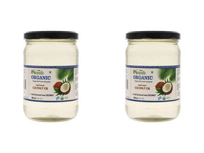 Farm Naturelle 100 % Pure Organic Virgin Cold Pressed Coconut Cooking Oil - 500ml x2 (Glass Bottles )