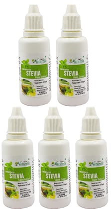 Farm Naturelle Concentrated Stevia Extract Liquid for Weight Loss and for Diabetic People, 20ml X Pack of 5