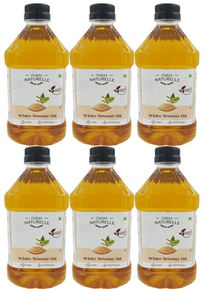 Farm Naturelle Finest Cold Pressed Virgin White Sesame Seeds Oil,1 LTR x Pack of 6