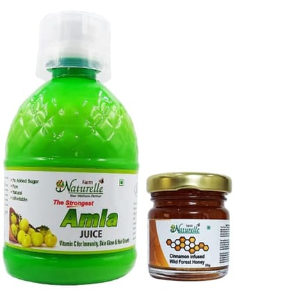 Farm Naturelle-100% Pure Strong & Effective Amla Juice Finest Herbal Amla Juice -400ML Pack of 1 and Honey 55g.