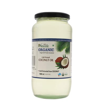 Farm Naturelle 100 % Pure Organic Virgin Cold Pressed Coconut Cooking Oil -1000 ml (Glass Bottles )