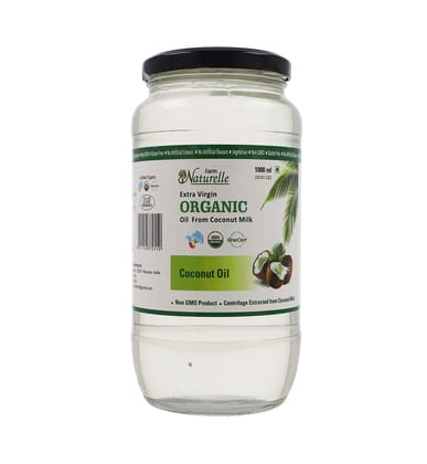 Farm Naturelle -100 % Pure Organic Extra-Virgin Cold Pressed Coconut Oil (Glass Bottle - 1000 ml)