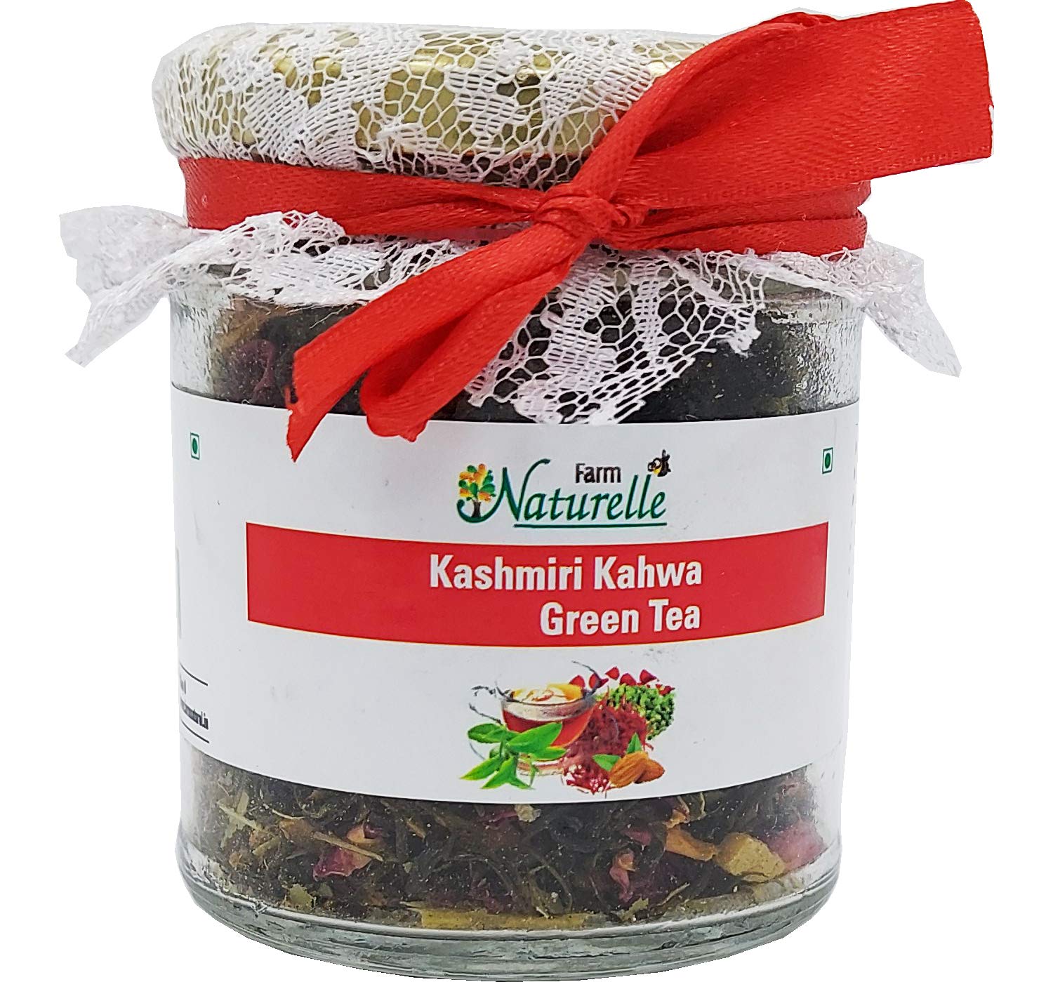 Farm Naturelle- 40g Shahi Qawah (Kahwa) Green Tea with Saffron | Almonds, Spices -100% Natural Ingredients | Serves 40 Cups Traditional Blend