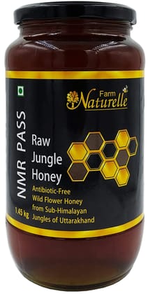 Farm Naturelle Tulsi Forest Flower Wild Honey 1.45Kg |NMR Tested|100% Pure Honey | Raw & Unfiltered|Unprocessed|Lab Tested Honey In Glass Jar with Engraved Virgin Wooden Spoon