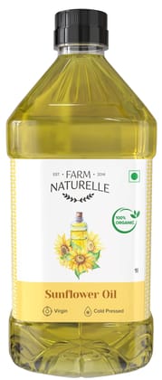 Farm Naturelle Organic Sunflower Oil (Sun Flower)-Finest Certified Organic Cooking Oil (1Ltr)