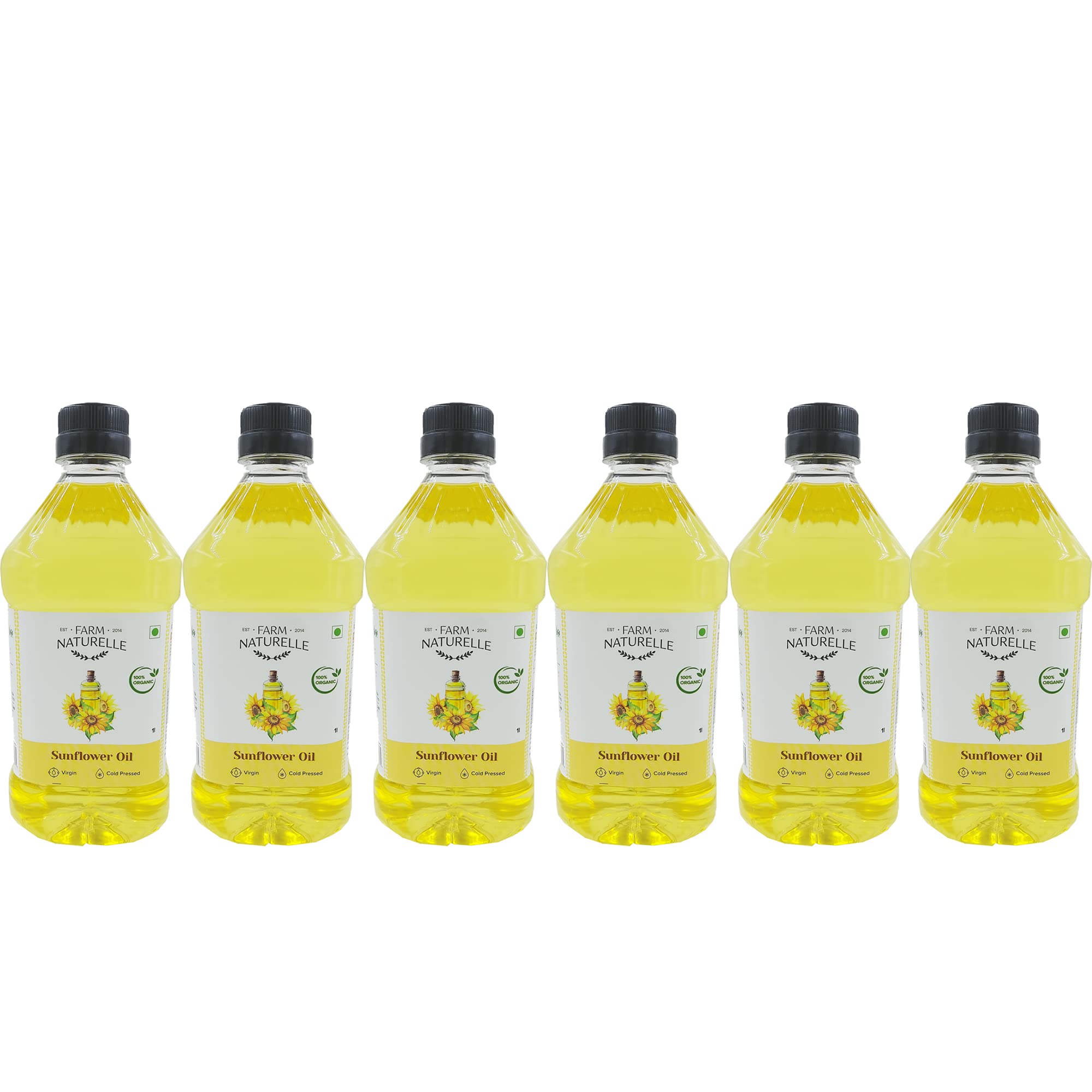 Farm Naturelle Organic Sunflower Oil (Sun Flower)-Finest Certified Organic Cooking Oil (1 LTR X 6)