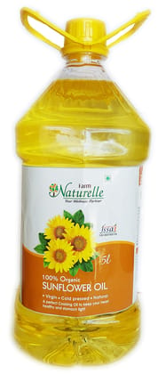 Farm Naturelle Organic Sunflower Oil (Sun Flower)-Finest Certified Organic Cooking Oil (5 LTR)