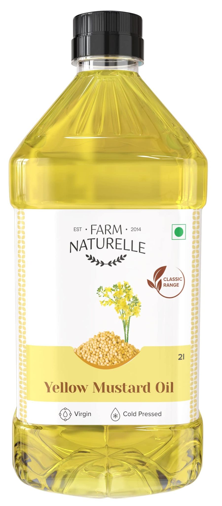 Farm Naturelle Pure Virgin Cold Pressed Fssai Certified Yellow Mustard Oil (2ltr)